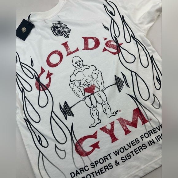 Darc Sport x Gold's Gym Crossover L Oversized Wht workout tee - Picture 5 of 10